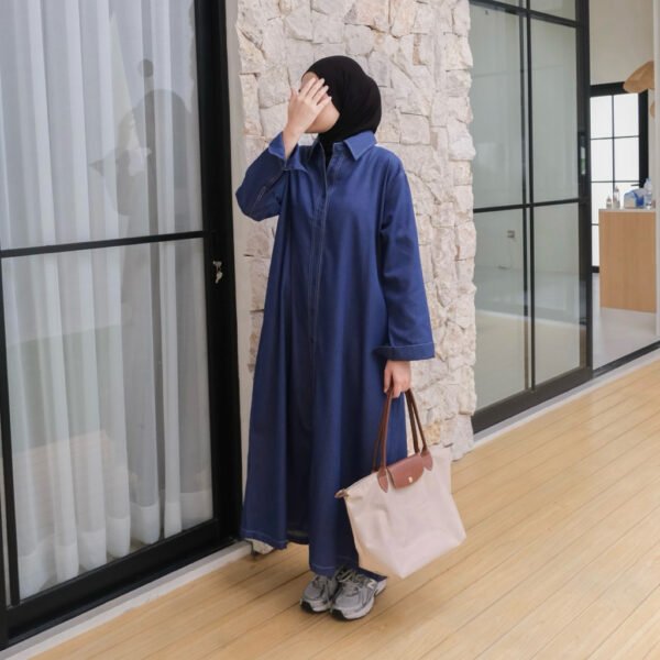 ByMeldev Denim Shirt Midi Dress Kemeja Panjang Denim