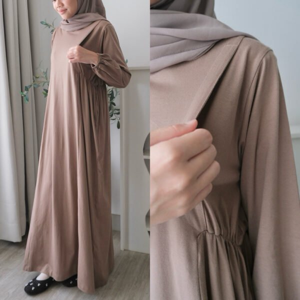 ByMeldev Laluna Cotton Basic Dress Gamis Kerut Busui Bumil Friendly