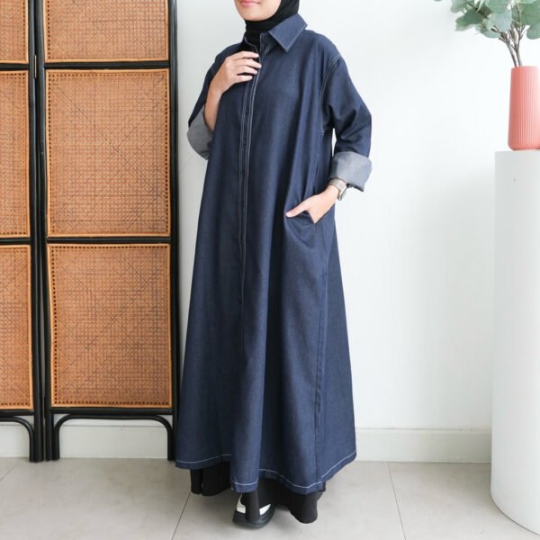 ByMeldev Denim Shirt Midi Dress Kemeja Panjang Denim