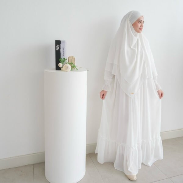 ByMeldev Rawdah Gamis Raya Set Khimar Umroh Haji