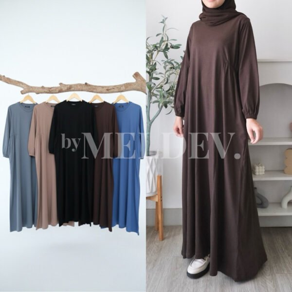 ByMeldev Laluna Cotton Basic Dress Gamis Kerut Busui Bumil Friendly