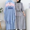 ByMeldev Cotton Stripes Shirt & Skirt Kemeja Rok Salur Set Setelan