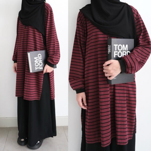 ByMeldev Button Stripes Polo Tunik Salur