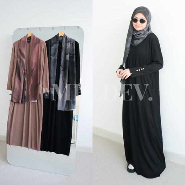 ByMeldev Aurora Pashmina Motif & Button Knit Dress