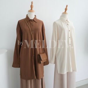 ByMeldev Raindrops Embroidery Knit Shirt Kemeja Bahan Bordir Premium