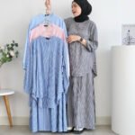 ByMeldev Cotton Stripes Shirt & Skirt Kemeja Rok Salur Set Setelan