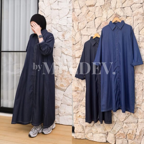 ByMeldev Denim Shirt Midi Dress Kemeja Panjang Denim