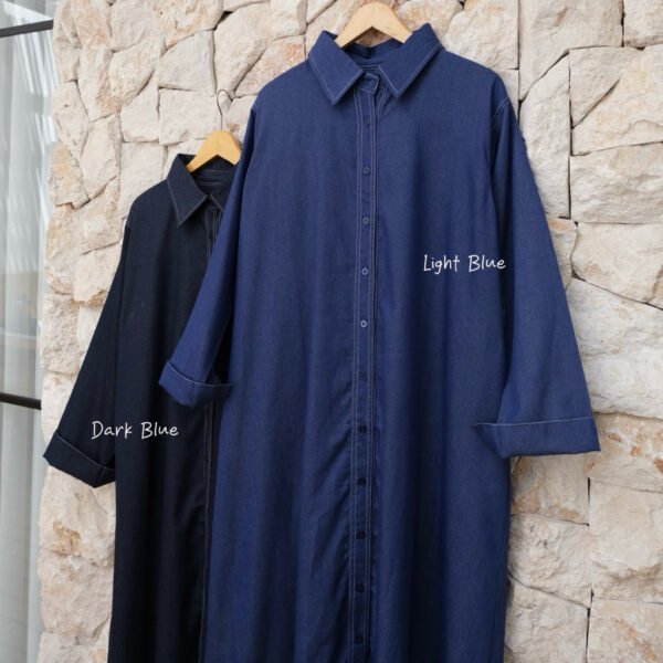 ByMeldev Denim Shirt Midi Dress Kemeja Panjang Denim