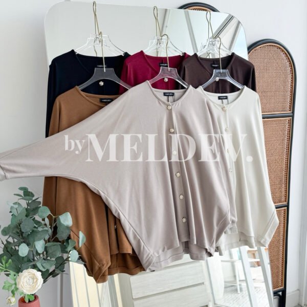 ByMeldev Rose Terry Batwing Cardigan Atasan Batwing