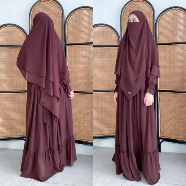 ByMeldev Rawdah Gamis Raya Set Khimar Umroh Haji