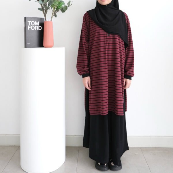 ByMeldev Button Stripes Polo Tunik Salur
