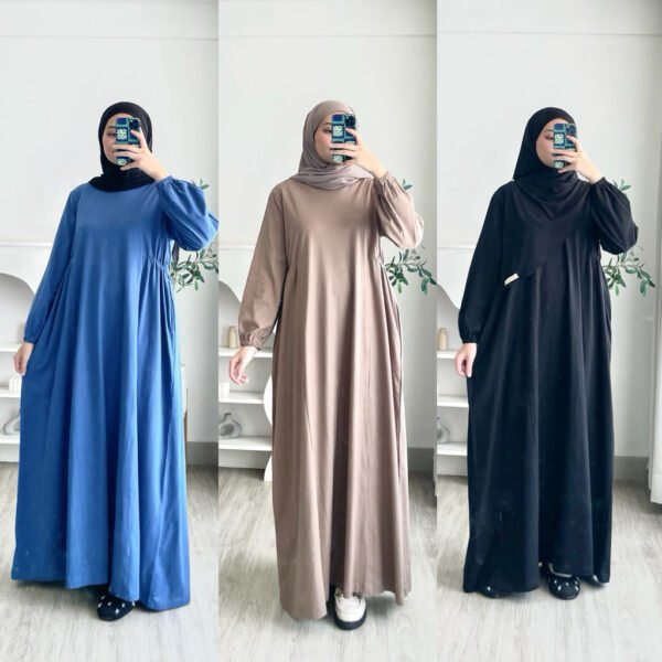 ByMeldev Laluna Cotton Basic Dress Gamis Kerut Busui Bumil Friendly
