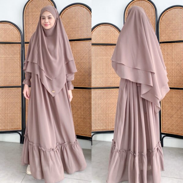ByMeldev Rawdah Gamis Raya Set Khimar Umroh Haji