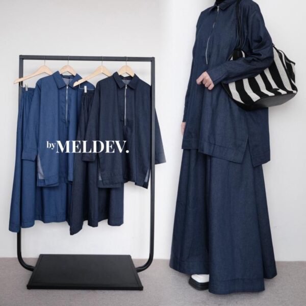 ByMeldev Zipper Denim Top & Skirt Busui Bumil Friendly