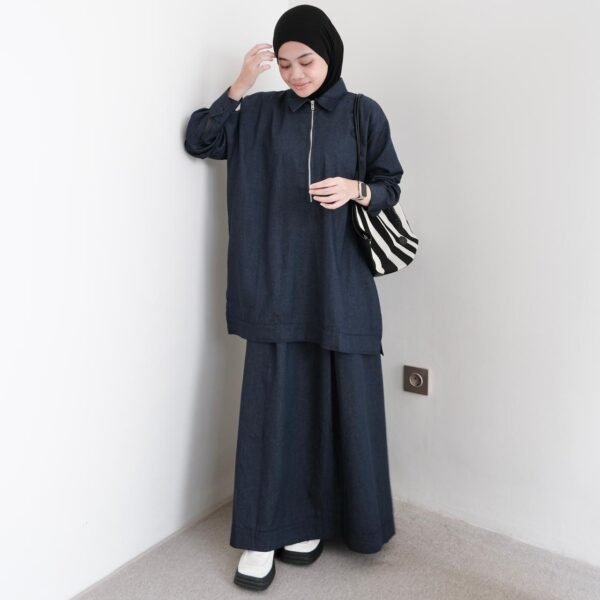 ByMeldev Zipper Denim Top & Skirt Busui Bumil Friendly