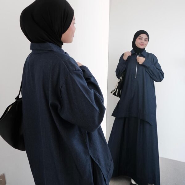 ByMeldev Zipper Denim Top & Skirt Busui Bumil Friendly