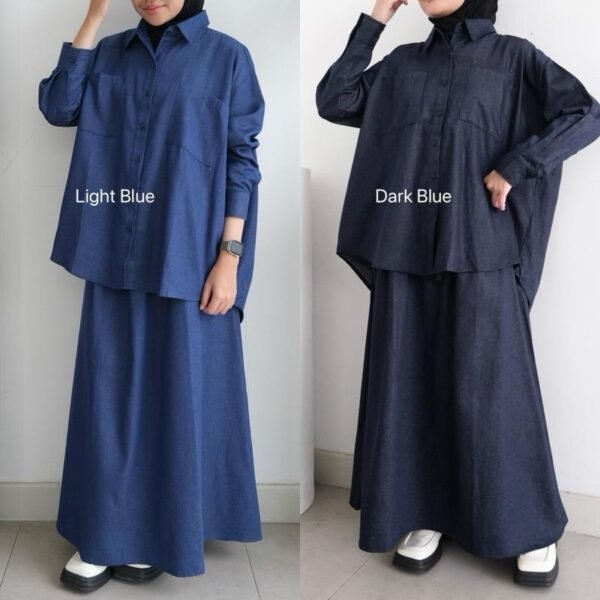 ByMeldev Denim Shirt & Skirt Set