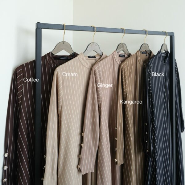 ByMeldev Stripes Knit Button Dress Gamis Salur Kancing Syar’i