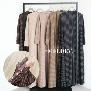 de06c4a7-70cc-43b3-be09-3d2bd613e568.jpg ByMeldev Stripes Knit Button Dress Gamis Salur Kancing Syar’i