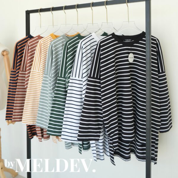 Bymeldev Stripes Top Kaos Lengan Panjang Salur Nonbusui dan Busui