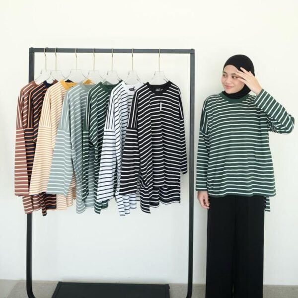 Bymeldev Stripes Top Kaos Lengan Panjang Salur Nonbusui dan Busui