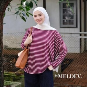 ByMeldev Batwing Stripes Rayon Top Busui Nonbusui Atasan Salur