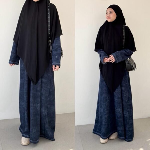 ByMeldev Denim Knit Oversize Abaya Dress