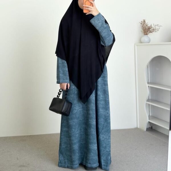ByMeldev Denim Knit Oversize Abaya Dress