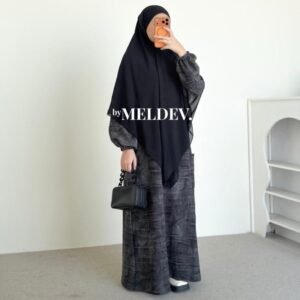 ByMeldev Balqis Oversized Dress Abaya Motif Wash Busui Nonbusui