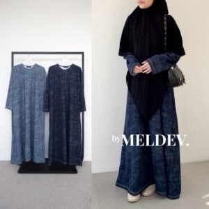 ByMeldev Denim Knit Oversize Abaya Dress