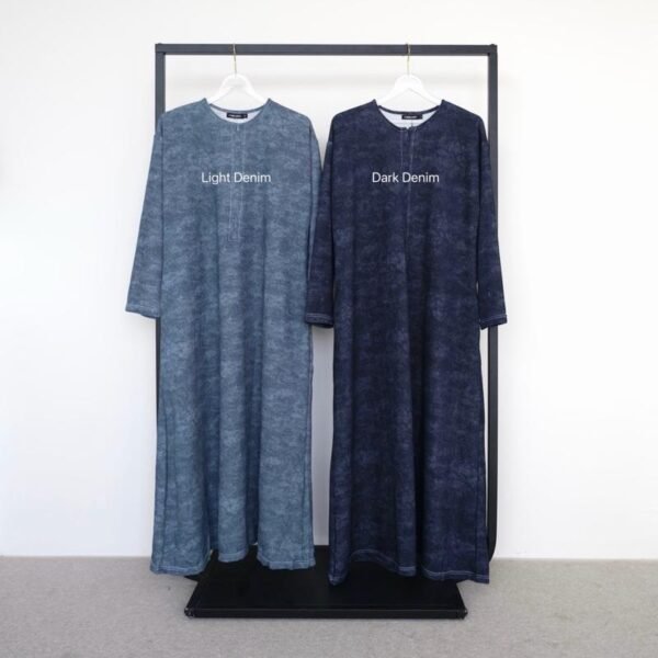 ByMeldev Denim Knit Oversize Abaya Dress
