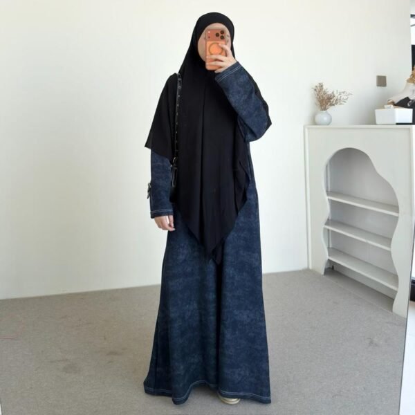 ByMeldev Denim Knit Oversize Abaya Dress