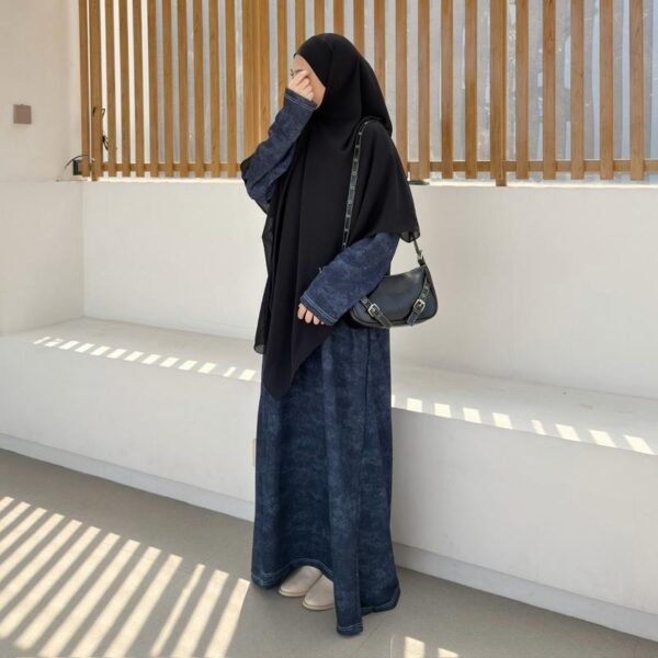 ByMeldev Denim Knit Oversize Abaya Dress