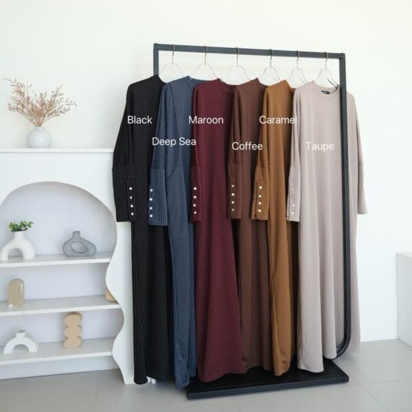 ByMeldev Kala Stripes Button Maxi Dress Abaya Salur Muslim Umroh Busui Nonbusui Jumbo