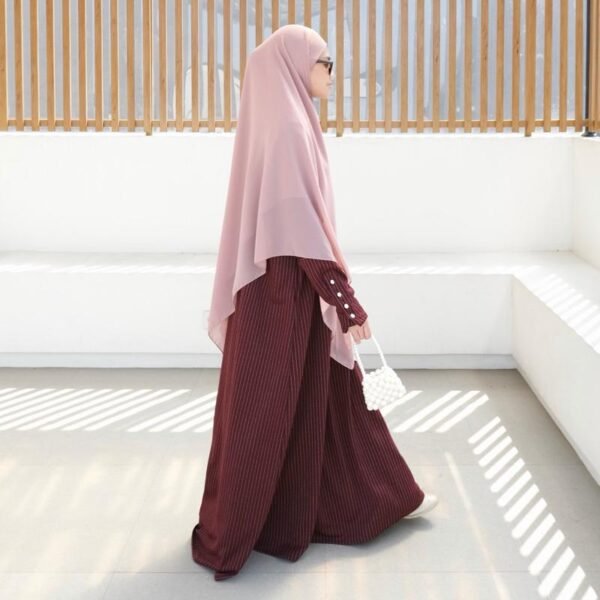 ByMeldev Kala Stripes Button Maxi Dress Abaya Salur Muslim Umroh Busui Nonbusui Jumbo