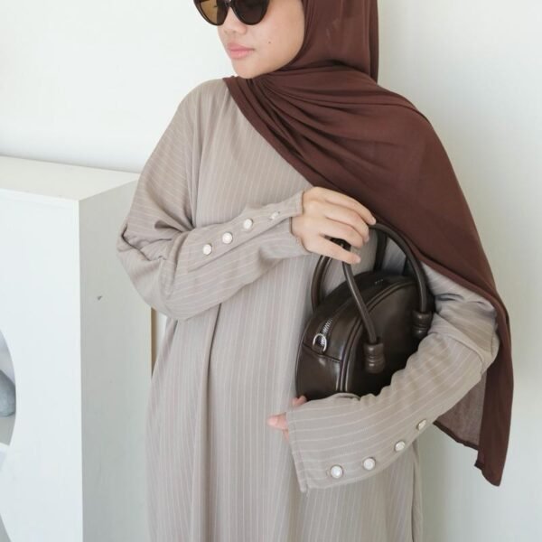 ByMeldev Kala Stripes Button Maxi Dress Abaya Salur Muslim Umroh Busui Nonbusui Jumbo